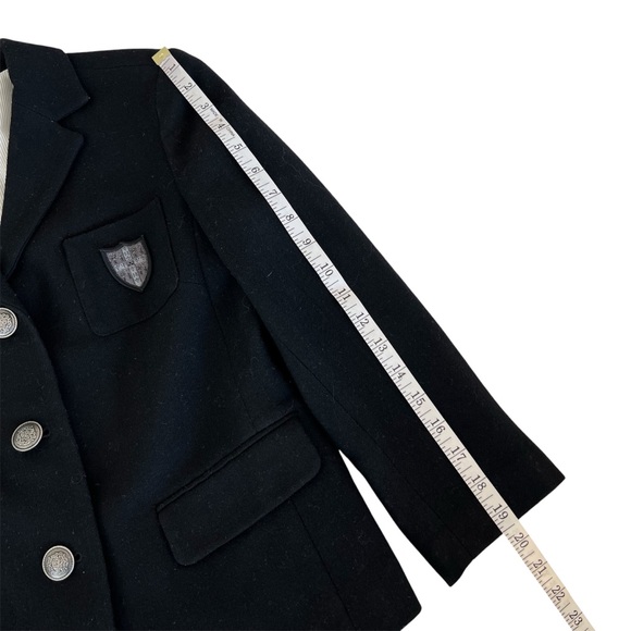 Banana Republic Black Crested Wool Blazer Jacket Womens 8 Preppy Academia - Picture 14 of 15